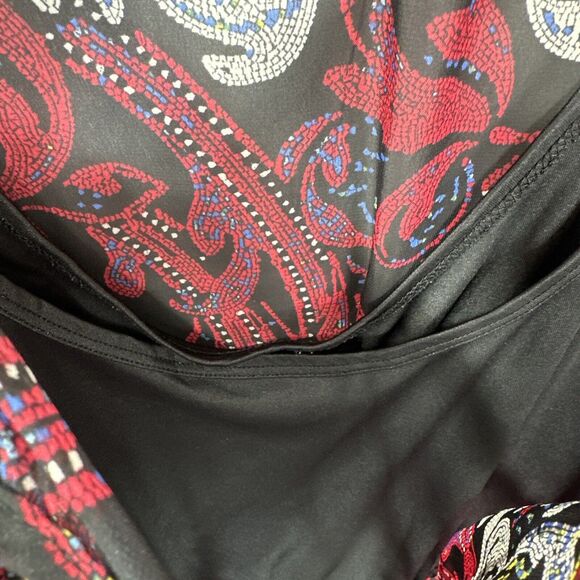 BeBop Purple and Black Print 3/4 Cinch Sleeve Dress Size Large - Picture 9 of 13